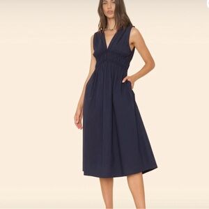 NEW Xirena Cyra Dress 100% Cotton Poplin Smocked Bust Sleeveless Classic Midi